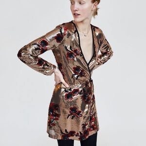 Zara Trafaluc Collection EUC Sequin Wrap dress M
